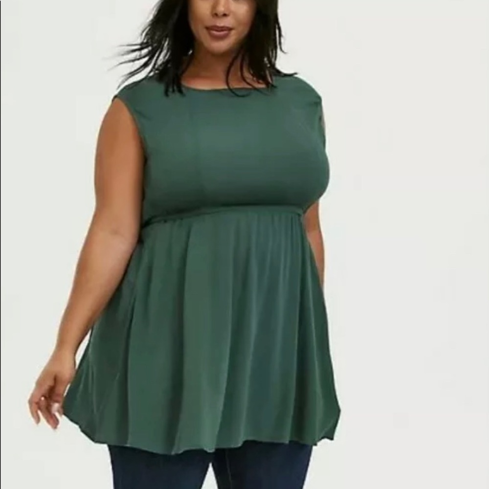 Torrid Green Crepe babydoll tunic